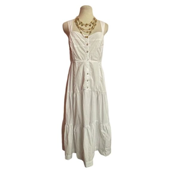 Madewell Tiered White Boho Midi Dress Size 6 - Picture 3 of 12